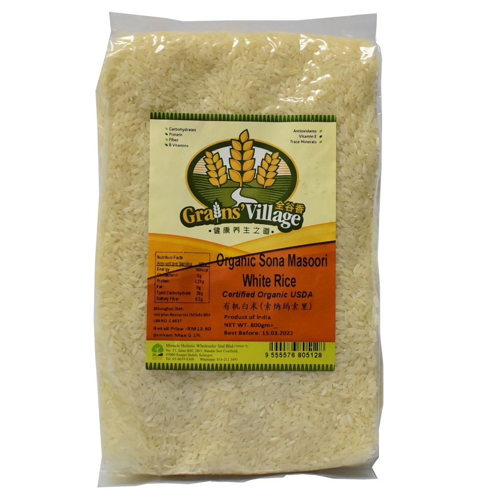 MIRACLE HOLISTIC ORG SONA MASOORI WHITE RICE 800G